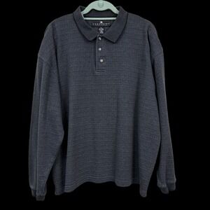 Consensus Sportswear Men's XXL Long Sleeve Polo Shirt Dark Gray Waffle Knit*